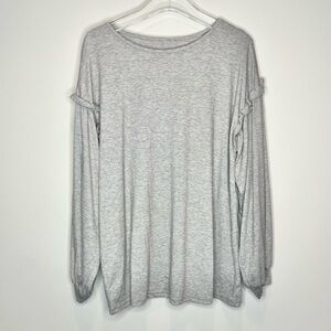 Ruffle Balloon Sleeve Beige Long Sleeve Top Size L